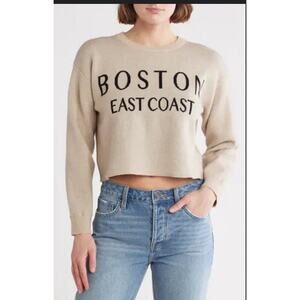 Vigoss Destination Crop Pullover Sweater Large Boston East Coast